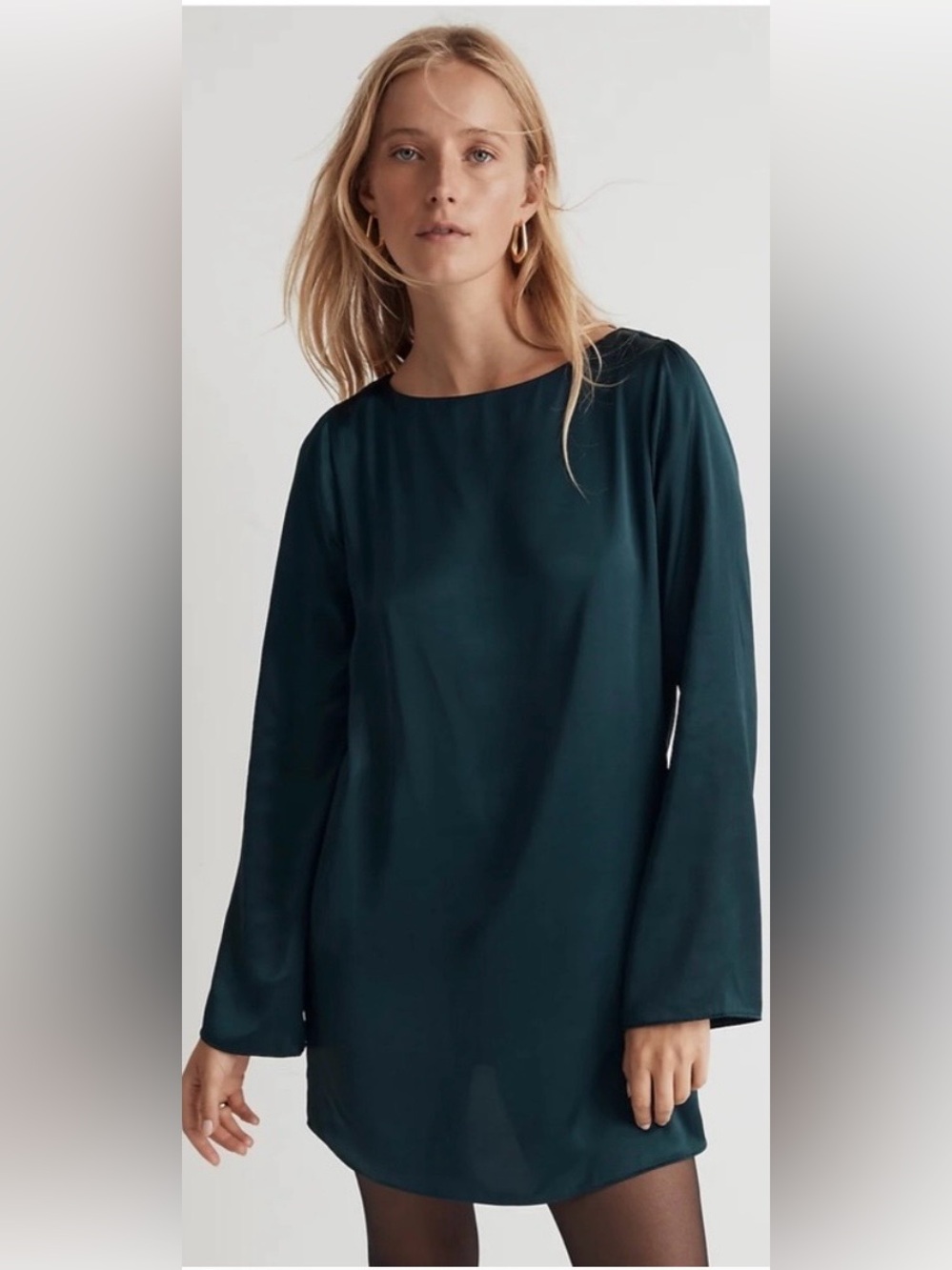 Madewell Teal Long-Sleeve Mini Shift